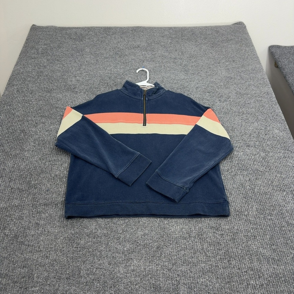 Fat Face The Airlie Sweatshirt Womens 6 Navy Cotton Quarter Zip Striped‎ Preppy